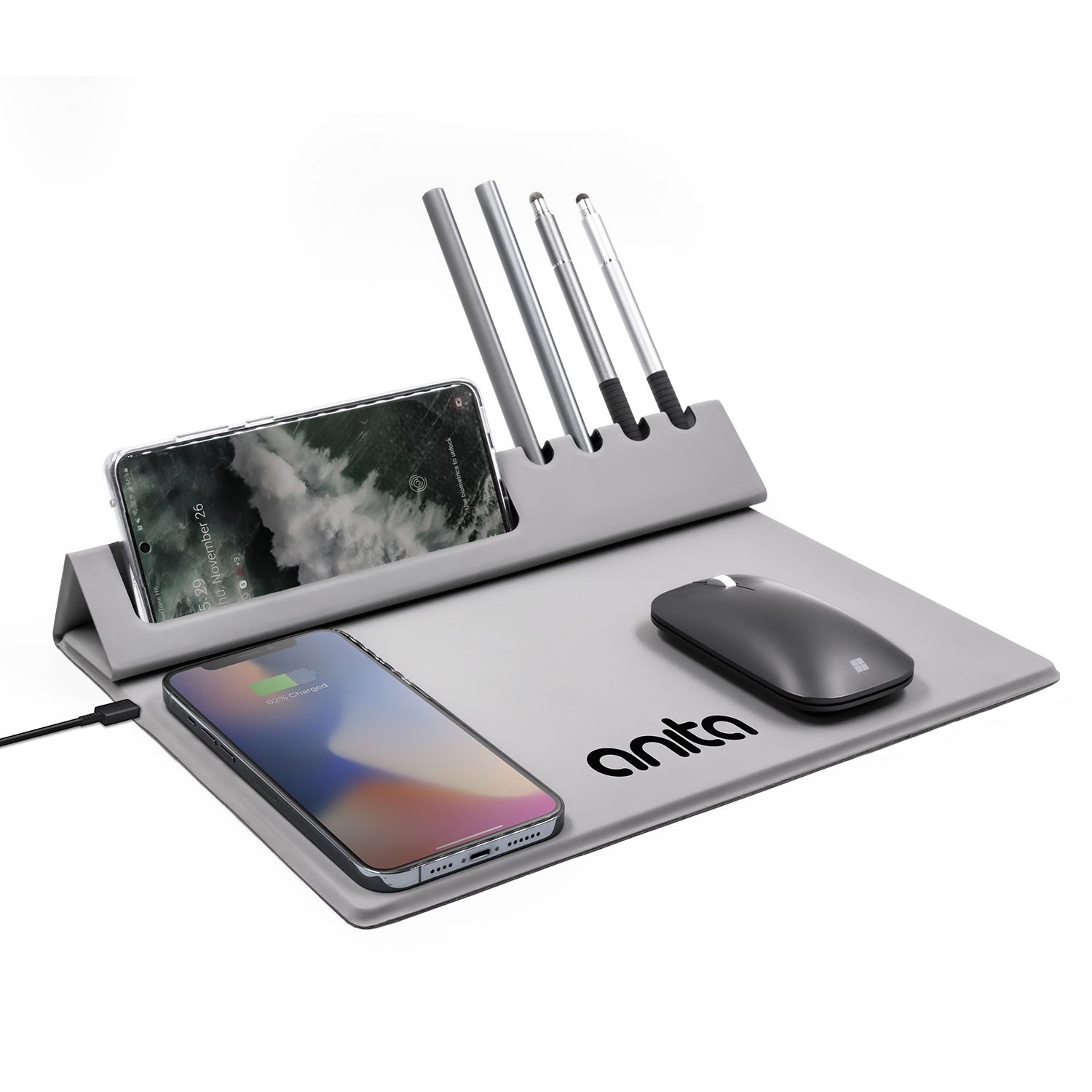 EcoPad Mousepad, Phone Charger, Pen Holder -  12.25" W x 9.5" H x 1.875" D